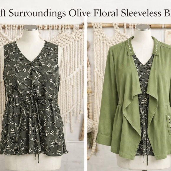 Soft Surroundings Green Floral Sleeveless blouse
& Style & Co Green Jacket - Picture 3 of 11
